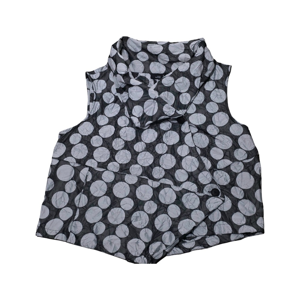 Sleeveless Polka Dot Asymmetrical Vest - Black & White - Picture 6 of 12